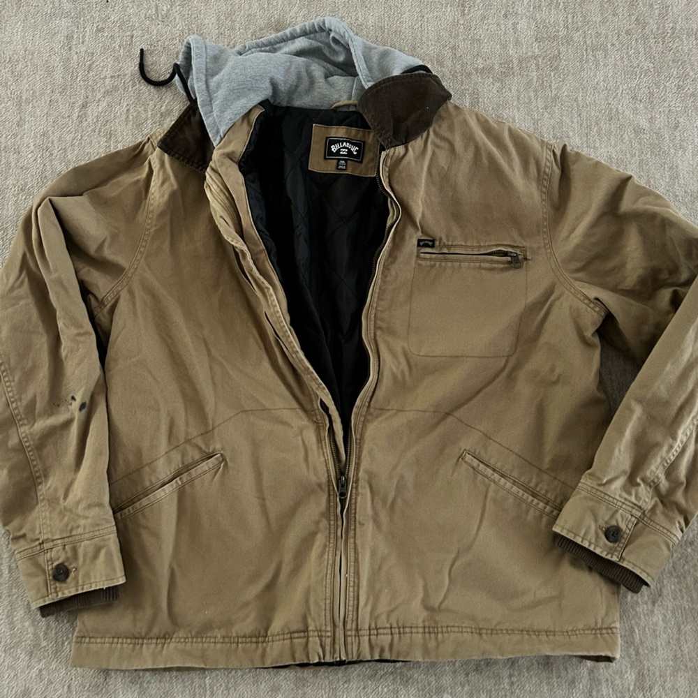 Billabong Khaki Jacket with Charcoal Hood